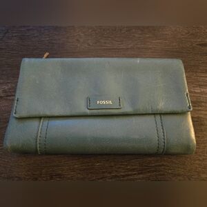 Fossil Ellis Clutch Teal Leather Wallet